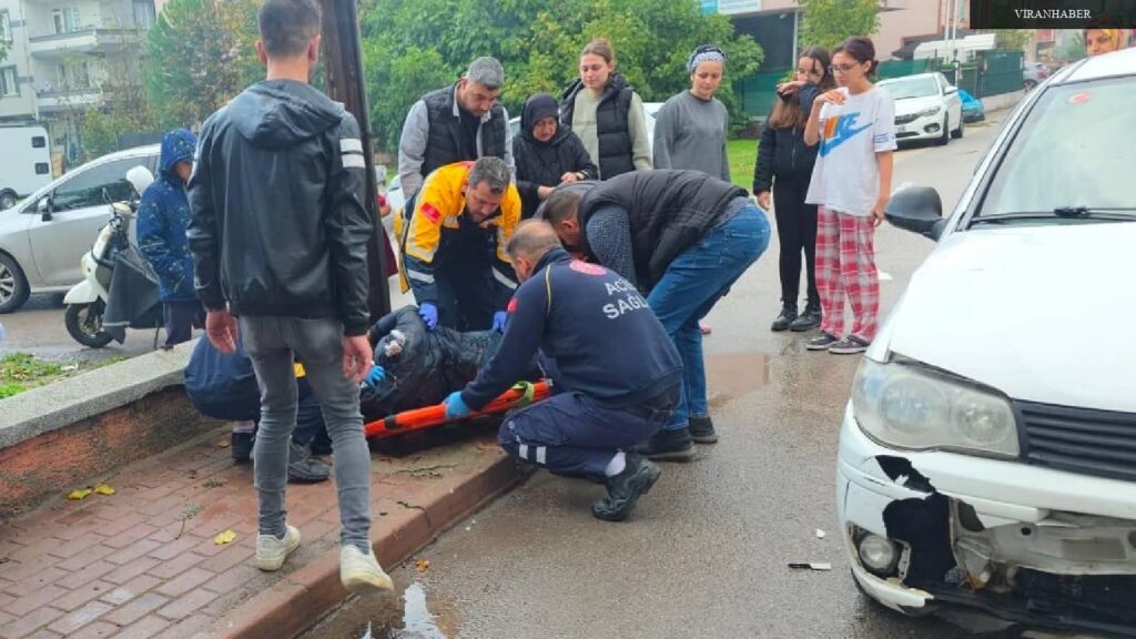Bursa’da otomobille çarpışan motosikletli ağır yaralandı