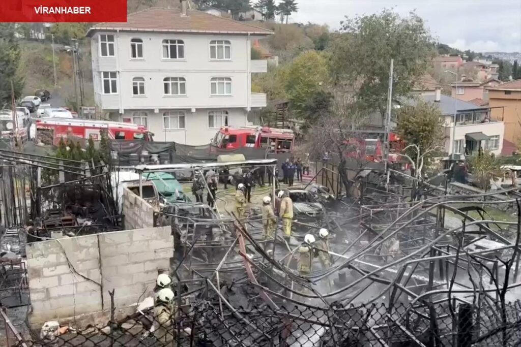 Sarıyer’de oto tamirhanesinde çıkan yangın söndürüldü