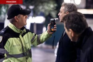 Yunanistan’da olay görüntü! Başbakanı durdurup alkolmetre üflettiler