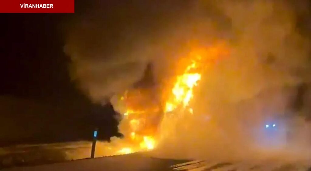 Seyir halindeki tır alev topuna döndü: Sürücü son anda kurtuldu